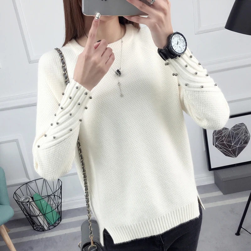 and winter long sleeved sweater female all-match Korean students loose 2019new short sleeve head thick knitted shirt | Женская одежда