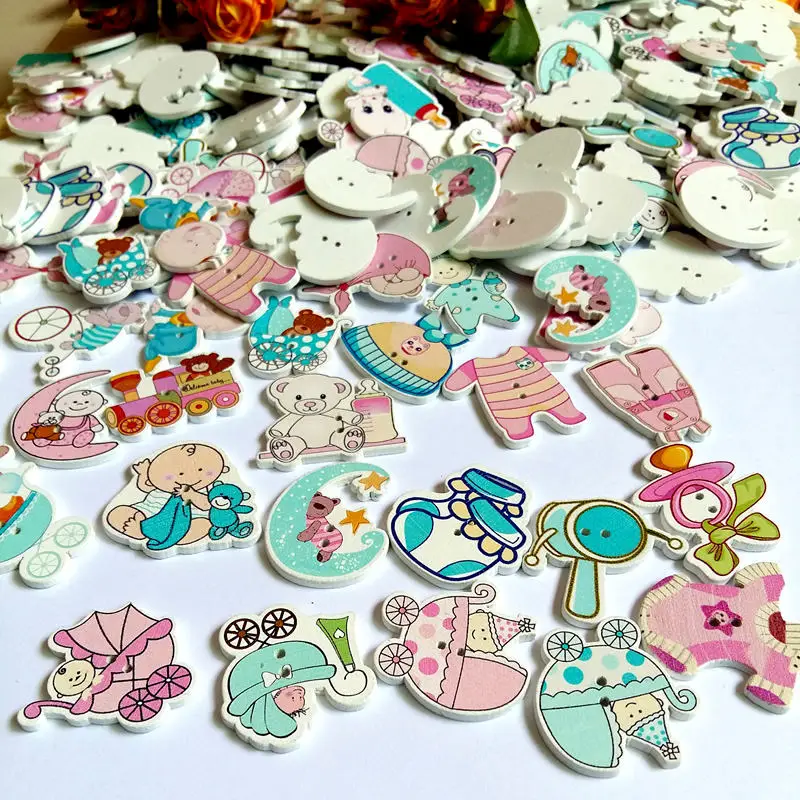 40 шт. детские деревянные пуговицы для скрапбукинга|buttons scrapbooking|decorative buttonsscrapbooking