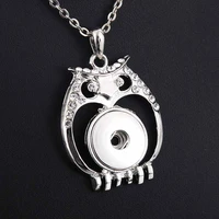 new snap jewelry simple owl 18mm snap button necklace with 60cm chains snap pendant necklace for women necklaces 9938