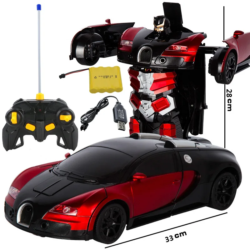 Red Bugatti Электрический радиоуправляемый игрушечный автомобиль, Машинки с дистанционным управлением, Трансформационные роботы, деформационная машина 4,8 V 4CH, детские игрушки, подарки на день рождения, NKG068 - Цвет: Red Bugatti