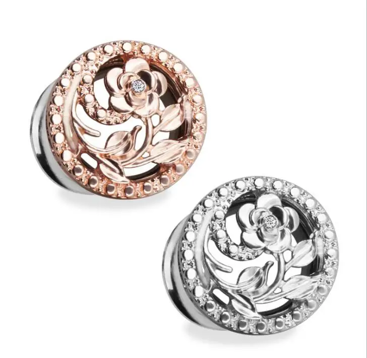 Серьги-туннели из нержавеющей стали под розовое золото 2 шт. | Украшения и