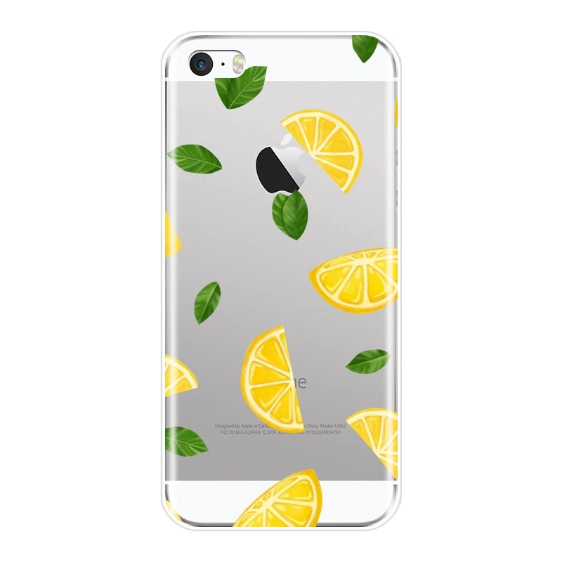 Мягкий силиконовый чехол для телефона из ТПУ для iPhone 4, 4S, 5, 5C, 5S, SE, сосна, яблоко, авокадо, банан, фрукты, лимон, задняя крышка для apple iPhone 4, 5 S