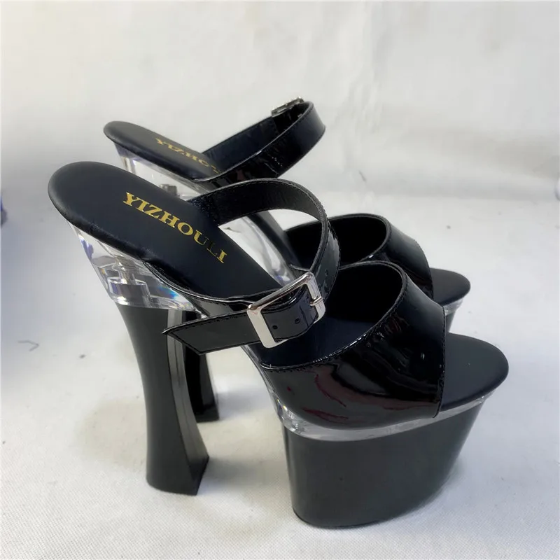 Female High-Heeled Shoes Open Toe Sandals Two Ways Women 18cm Platform Slippers Buckle Exotic Dance Shoes