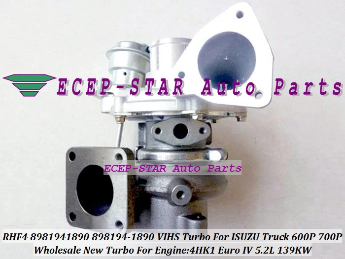 Турбокомпрессор RHF4 VIHS 8981941890 898194 1890 турбинный для ISUZU Truck P 600P двигатель 4HK1 Euro IV 700 л