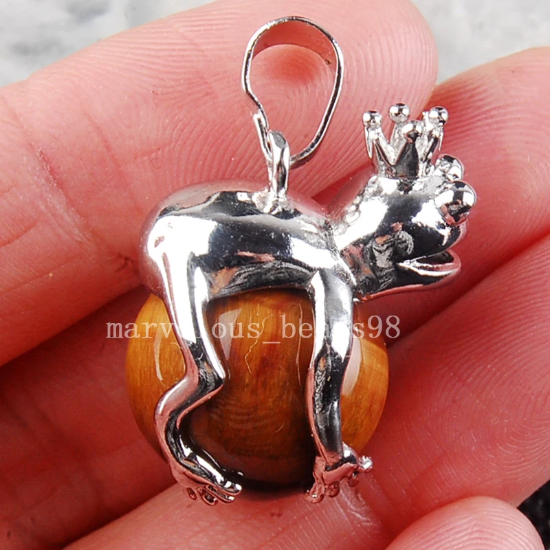 Красивые украшения Тигровый глаз лягушка шар круглый женский мужской кулон из