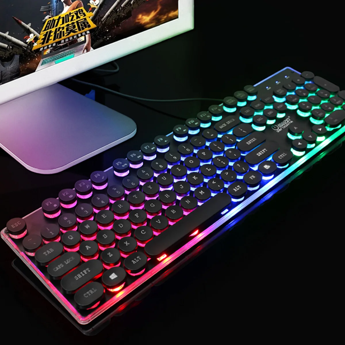 J40 английский Gaming Keyboard красочные Радуга Водонепроницаемый Подсветка USB проводной набор с клавиатурой и мышью Комплект 7 цветов игровая мышка со светодиодной подсветкой