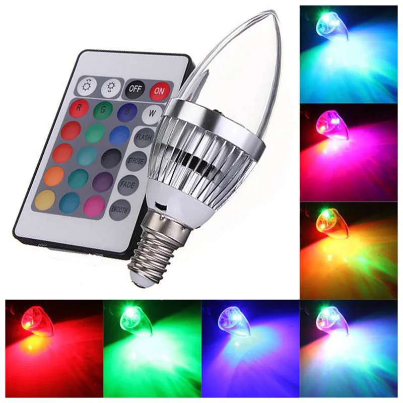 

3W RGB LED Light E14 Bulb Candle Light 16 Colors Lamp with Remote Control