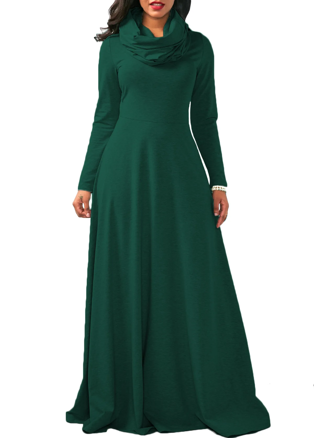 Dark green OL женский осенне-зимний свитер, вязаные платья, свободные эластичные водолазки с длинным рукавом, сексуальные женские платья в пол, Платья Vestidos - Цвет: Dark green