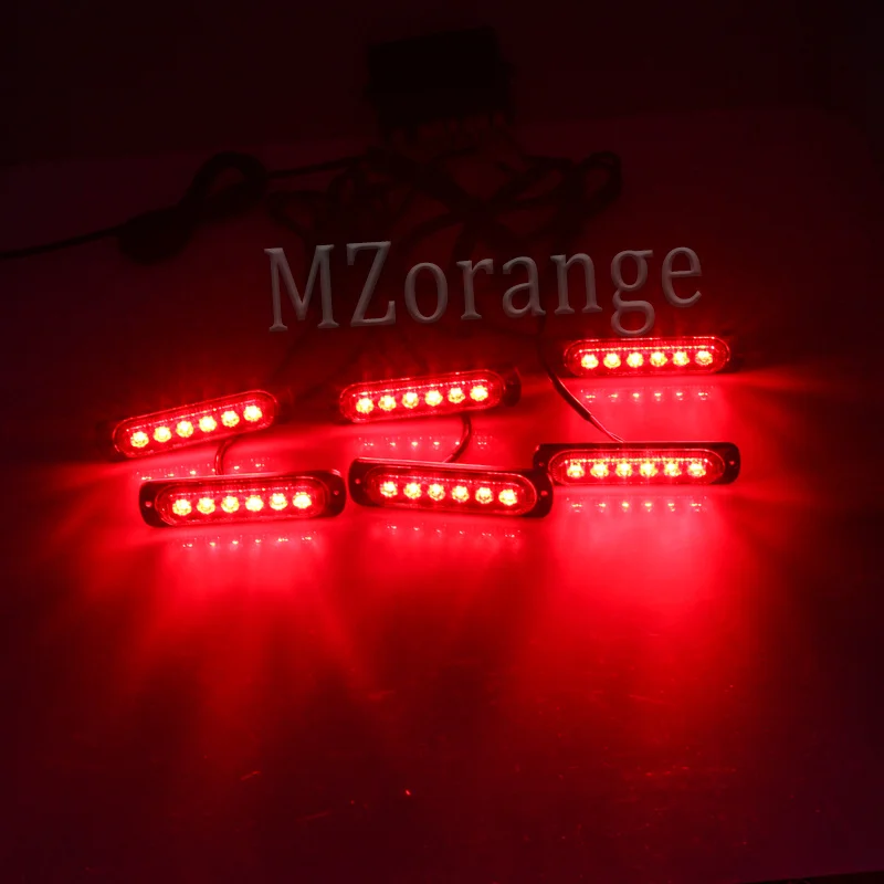 MZORANGE 6pc 6 светодиодный Водонепроницаемый 12/24V пульт дистанционного управления автомобиль Грузовик Аварийная Предупреждение светодиодный стробоскоп вспышка светильник мигающая лампа Дневной светильник - Цвет: Красный