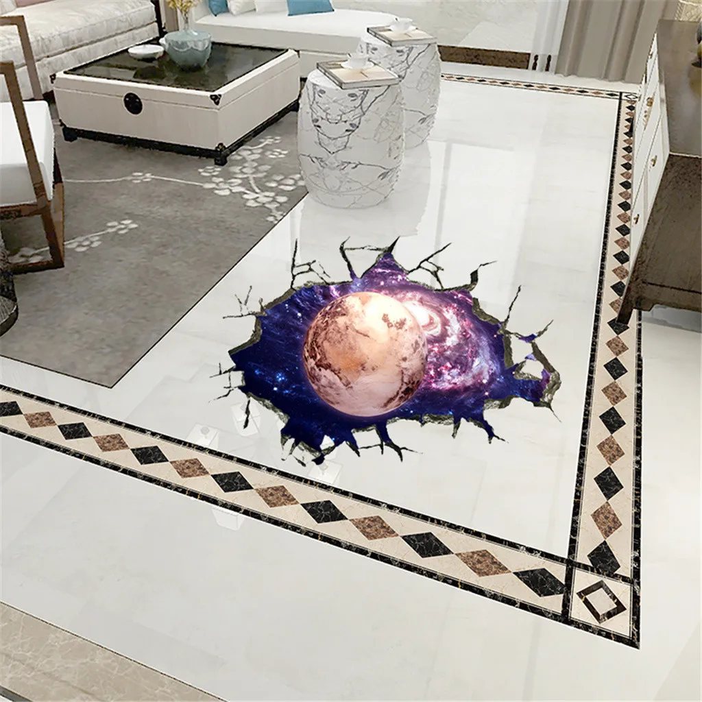 3D космические галактические планеты настенные наклейки напольные обои съемные