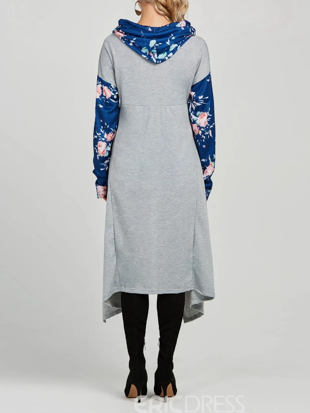 Женское платье с капюшоном и длинным рукавом в стиле пэчворк | Женская одежда