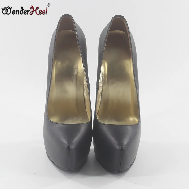 Wonderheel/Новинка; женские туфли из матовой натуральной кожи на очень высоком каблуке 20 см; женские туфли на платформе 5 см; модные пикантные туфли-лодочки
