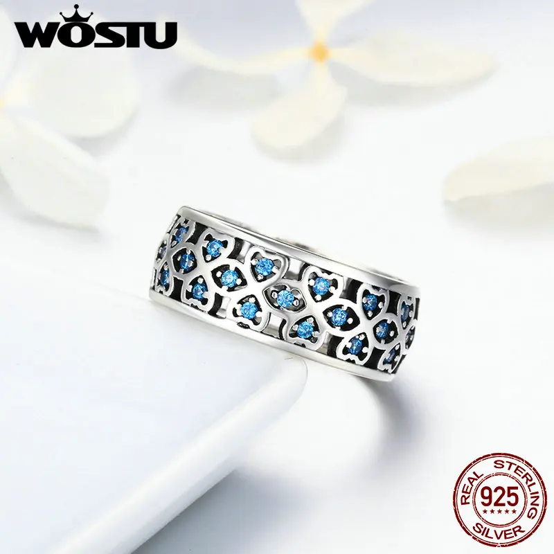Женские кольца на палец WOSTU из 100% стерлингового серебра 925 пробы с лепестками