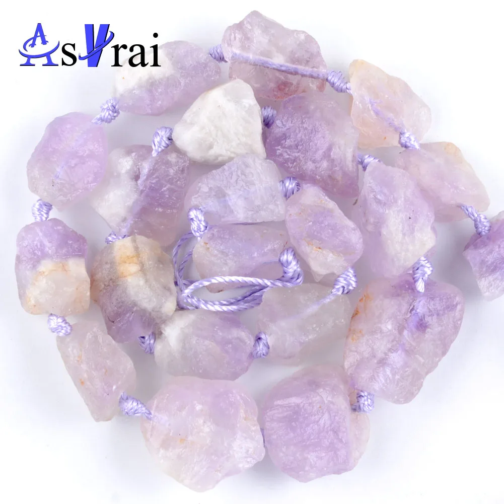 Amethyst Натуральные аметисты розовый кварцевый кристалл цитрины камень Самородок бусины для изготовления ювелирных изделий 15-23 мм грубые пробитые жемчужные бусины 15" - Цвет: Amethyst