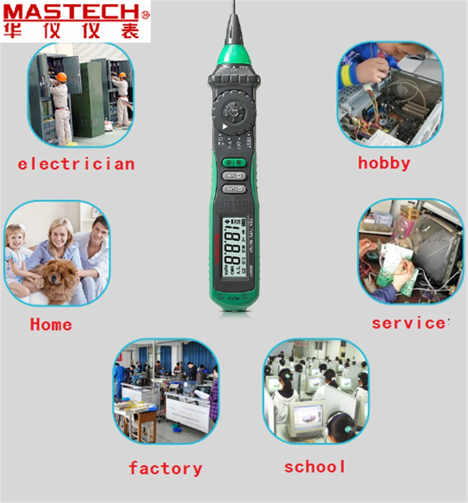 

MASTECH MS8211 Pen type Digital Multimeter with NCV Tester Non-Contact AC 600V Voltage Detector Ohm Multi Tester with 2.7V Diode