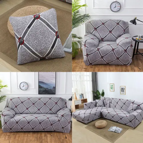 Gray pattern Современные полосы печати чехлы для диванов Эластичный Нескользящий съемный плотный обертывание чехлов один/два/три/четыре-местный 1 шт - Цвет: Gray pattern