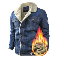 volgins brand denim mens jacket autumn winter military jeans jacket men thick warm bomber army mens jackets coats