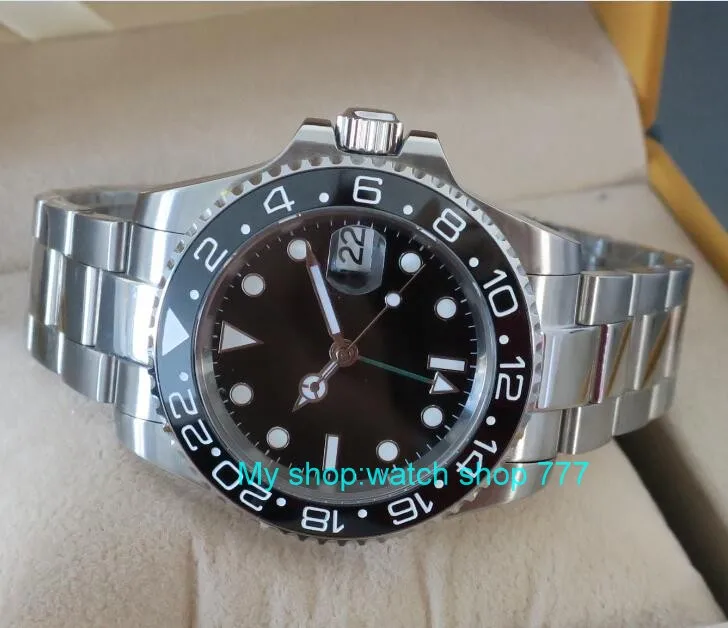 Часы наручные PARNIS GMT Мужские механические 40 мм с сапфировым стеклом | Наручные