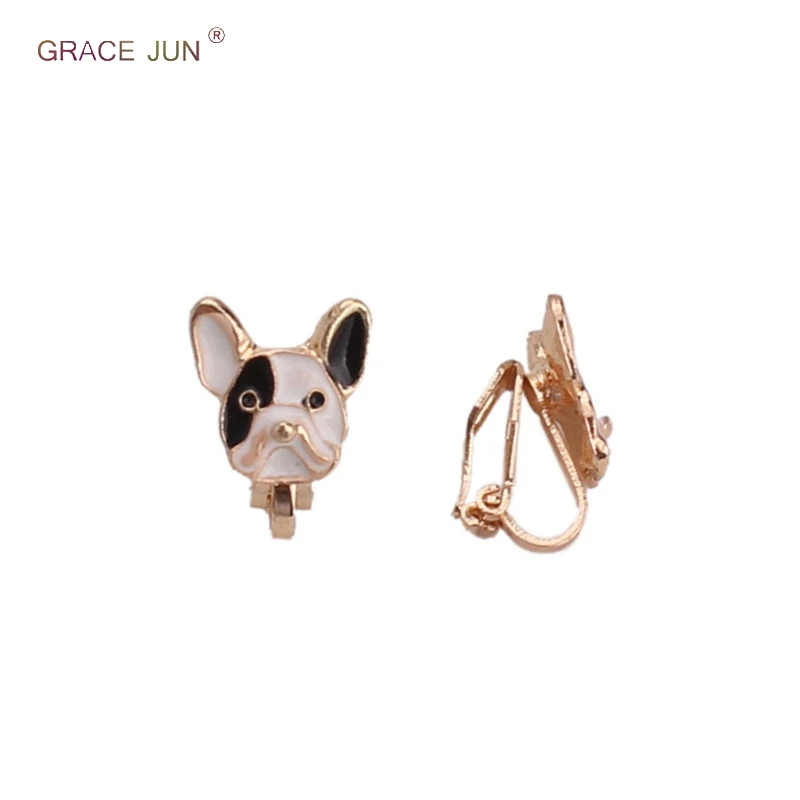 

2018 New Arrival Enamel Small Dog Clip on Earrings No Pierced for Girl Fashion Luxury Cushion Earrings Charm Jewelry Accessories
