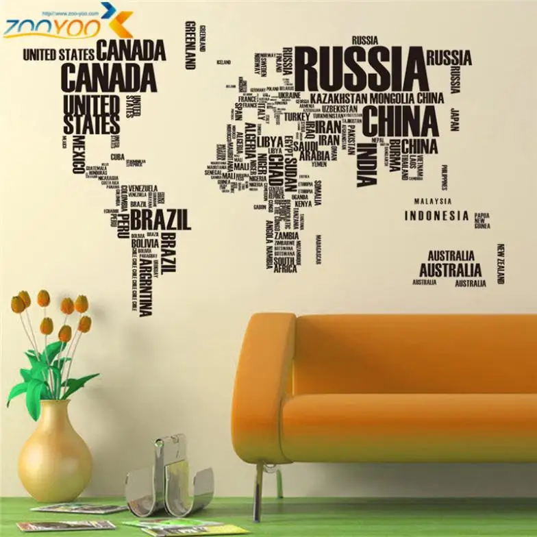 

large world map wall stickers for living room bedroom accessories office decoration wall decals mural home decor art DIY poster