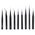 Набор прецизионных пинцетов из нержавеющей стали 9 шт.лот, антистатический набор инструментов для ремонта, мобильный телефон, электронные ручные инструменты для ремонта