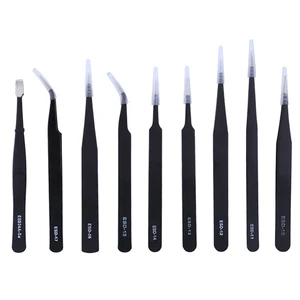 Набор прецизионных пинцетов из нержавеющей стали 9 шт.лот, антистатический набор инструментов для ремонта, мобильный телефон, электронные ручные инструменты для ремонта