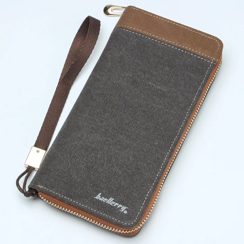 Винтажный холщовый длинный клатч от известного бренда мужской кошелек высшего