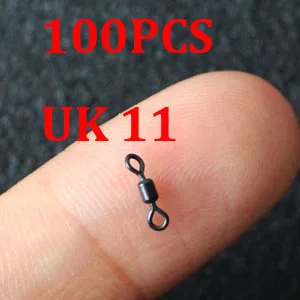 100PCS Size 11 100 шт. карповая рыбалка прокатки Вертлюги разъемы быстрая смена поворачивается UK 8 11 20 Micro поворотный Карп вышке делать Вертлюги матовый черный - Цвет: 100PCS Size 11