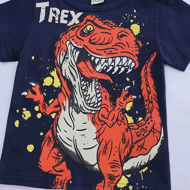 

Baby Boys Summer Short Sleeve T Shirts 2019 New Cotton Children Dinosaur Print Tops Boys Girls Cartoon Printing Clothing 2-8Y