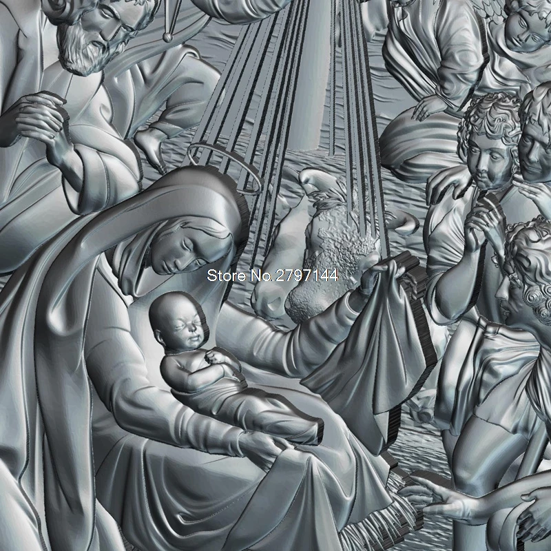 3d модель Рождение Иисуса Христа для ЧПУ формат STL рельефная роутер 3 осевой гравер