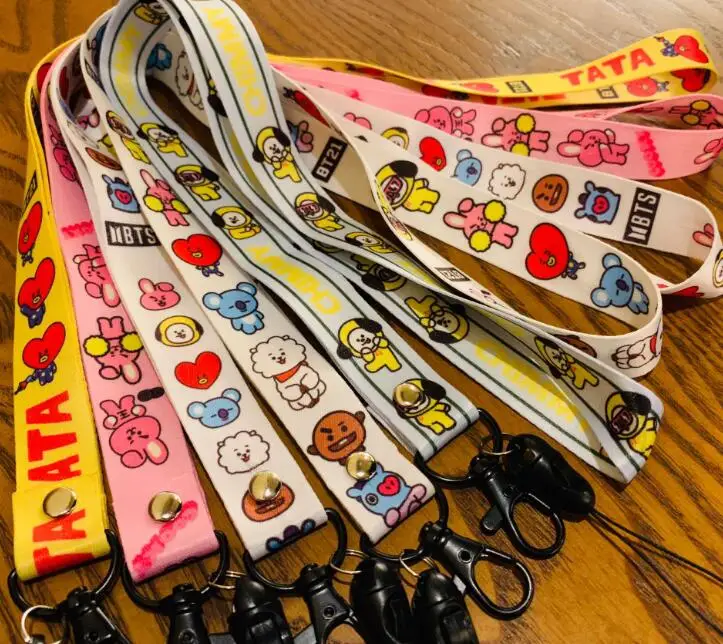 Лот 10 шт. Поп звезды BTS BT21 ключ бейдж со шнурком ID Держатели карт шеи ремни с