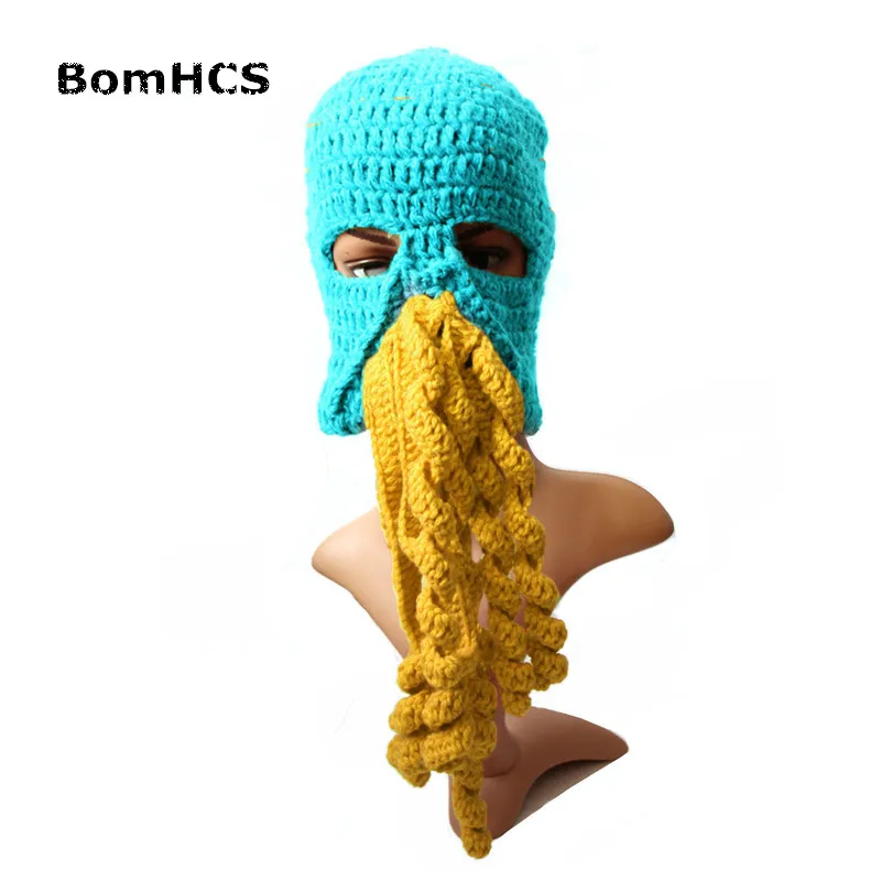 Новинка BomHCS крутая Зимняя Вязаная мужская шапка для бороды маска Wortex лыжная