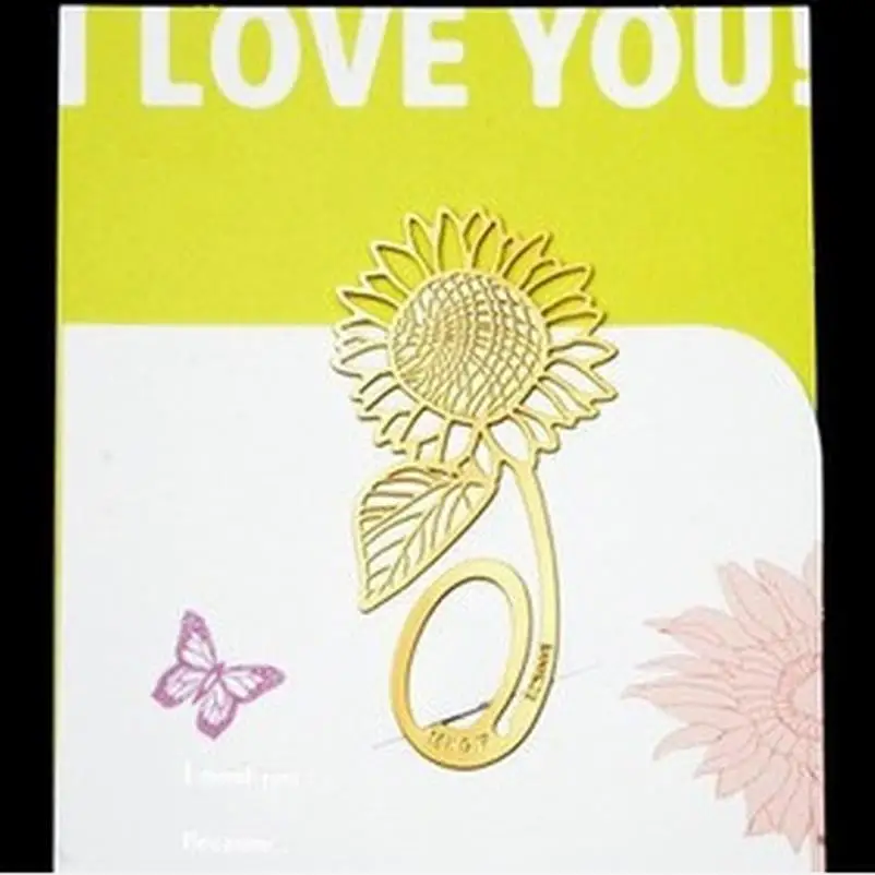 DHL Free Shipping 500 Pieces Metal Gold Sunflower Bookmarks Wedding Favor Gift Birthday Party Favors