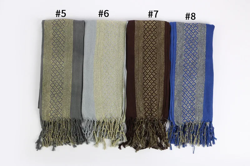 2020 однотонный Золотой блестящий шарф для женщин Модный мерцающий мусульманский