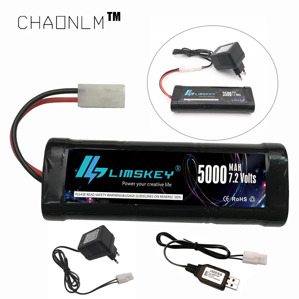 7.2V 5000mAh Ni-MH SC battery and 7.2v charger for RC toys tank car Airplane Helicopter With Tamiya Connectors 7.2 v battery
