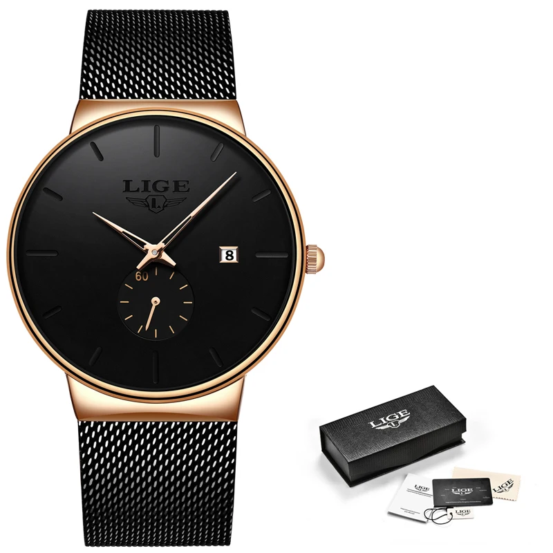 LIGE Fashion Casual Waterproof Quartz Wristwatch Men's Watches Top Brand Luxury Ultra-Thin Date Sports Watch Relogio Masculino | Наручные