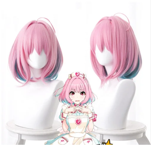 

Yumemi риаму парик для девочек косплей парики 38 см розовый короткий парик + сетка для волос термостойкие синтетические волосы