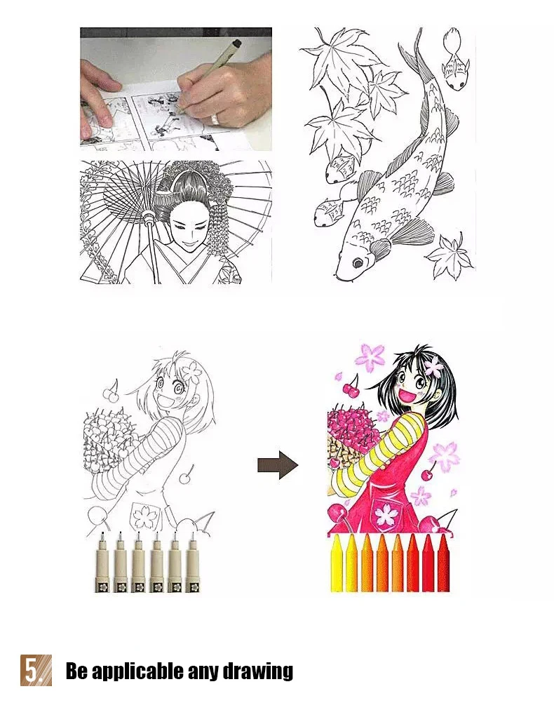 Маркеры Ручка Pigma micron игла мягкая кисть для рисования водостойкая ручка 005 01 02 03 04 05 08 1,0 кисти художественные маркеры