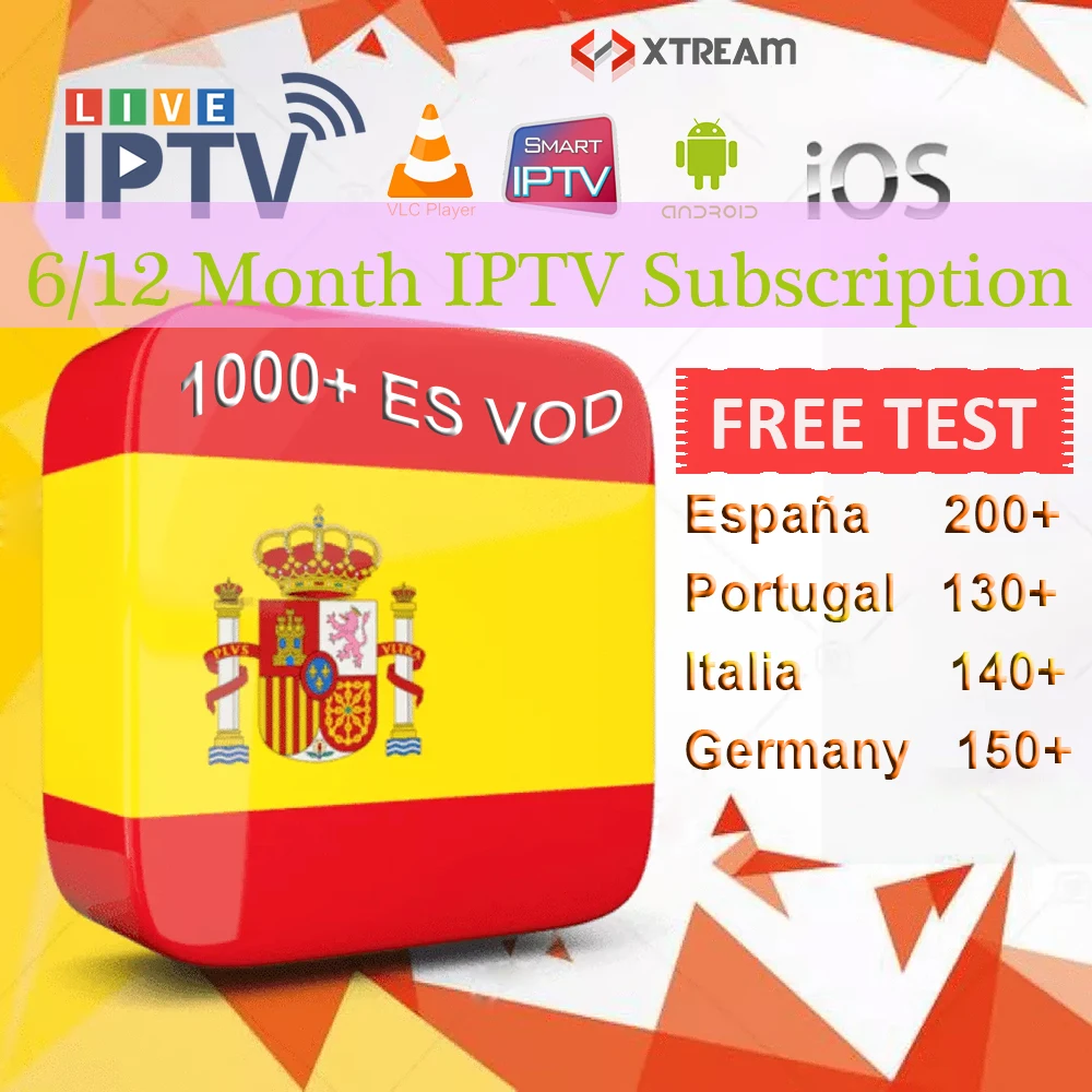Экран FHD с Испания Live IP ТВ Португалия Франция Германия 1 год IPTV испанский подписки