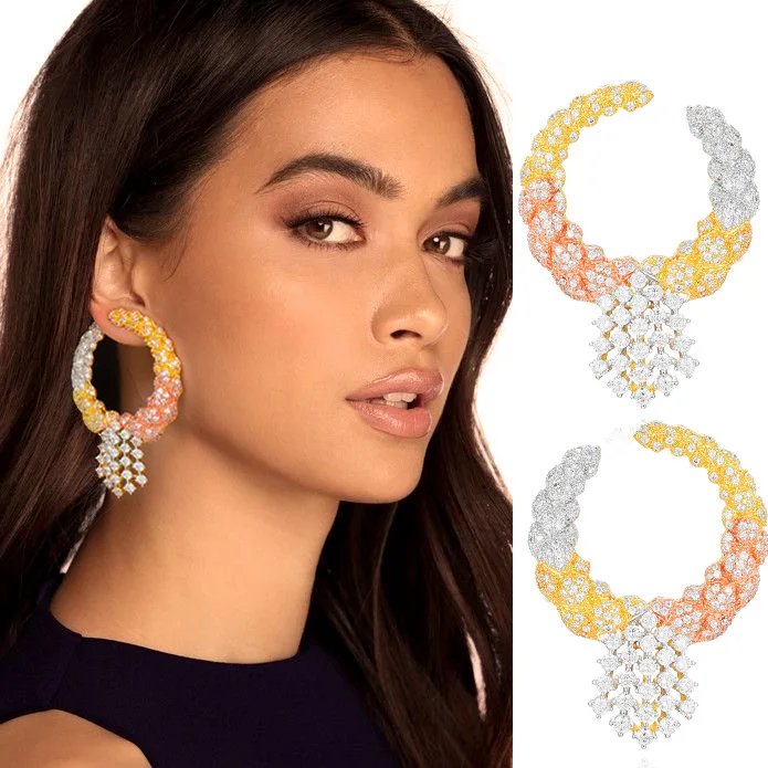 

Unique Round AAA Cubic Zirconia Statement Earrings Elegant High Quality CZ Stud Women Korean Earrings Party Accessories