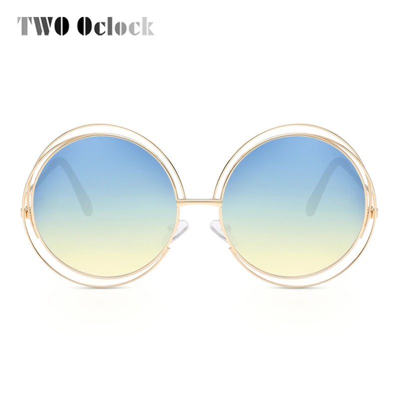 Солнцезащитные очки TWO Oclock винтажные круглые дизайнерские большие коричневые с