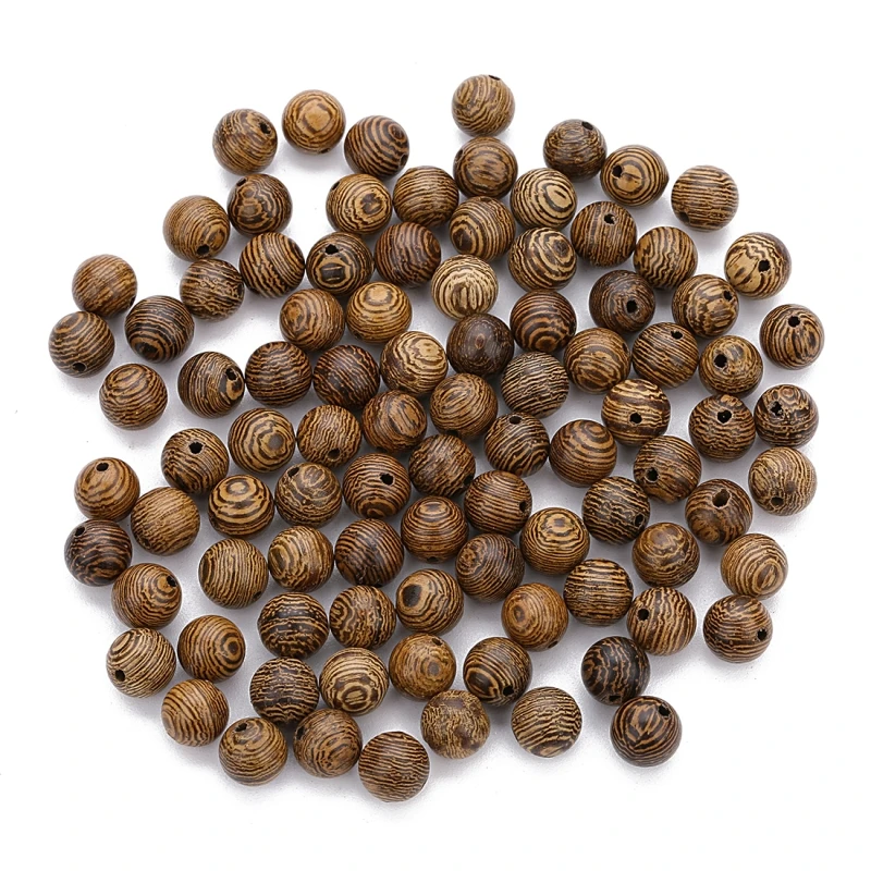 100pcs/lot Natural Striped Wooden Beads 8.5mm Round Wood Spacer Fit for bracelet necklace DIY jewelry Making Findings | Украшения и
