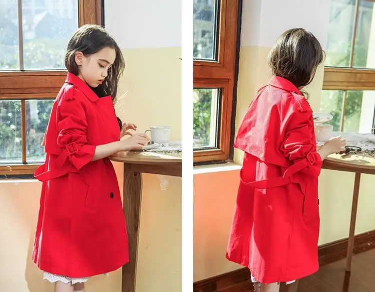 Новинка весны 2019 модные куртки для девочек ветровка длинный тренч малышей