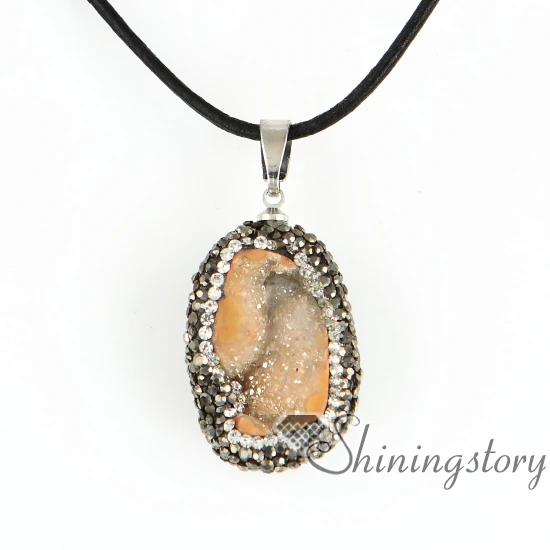 

stone pendants birthstone jewellery drusy necklace birthstone jewlery semi precious stone quartz rhinestone birthstone jewellery