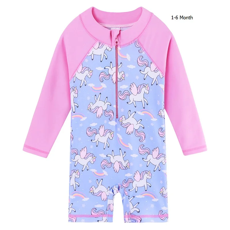 1-6Month S297Unicorn BAOHULU одежда для купания для маленьких девочек с героями мультфильмов; детский купальник; цельный купальный костюм для маленьких девочек; детские купальные костюмы - Цвет: 1-6Month S297Unicorn