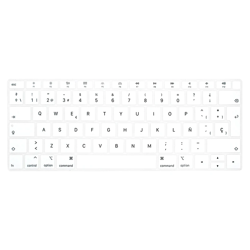 Белый ЕС-введите испанский или чили чехол-клавиатура протектор для macbook air 13 клавиатура крышка испанская модель A1932 силиконовая защитная пленка - Цвет: Белый