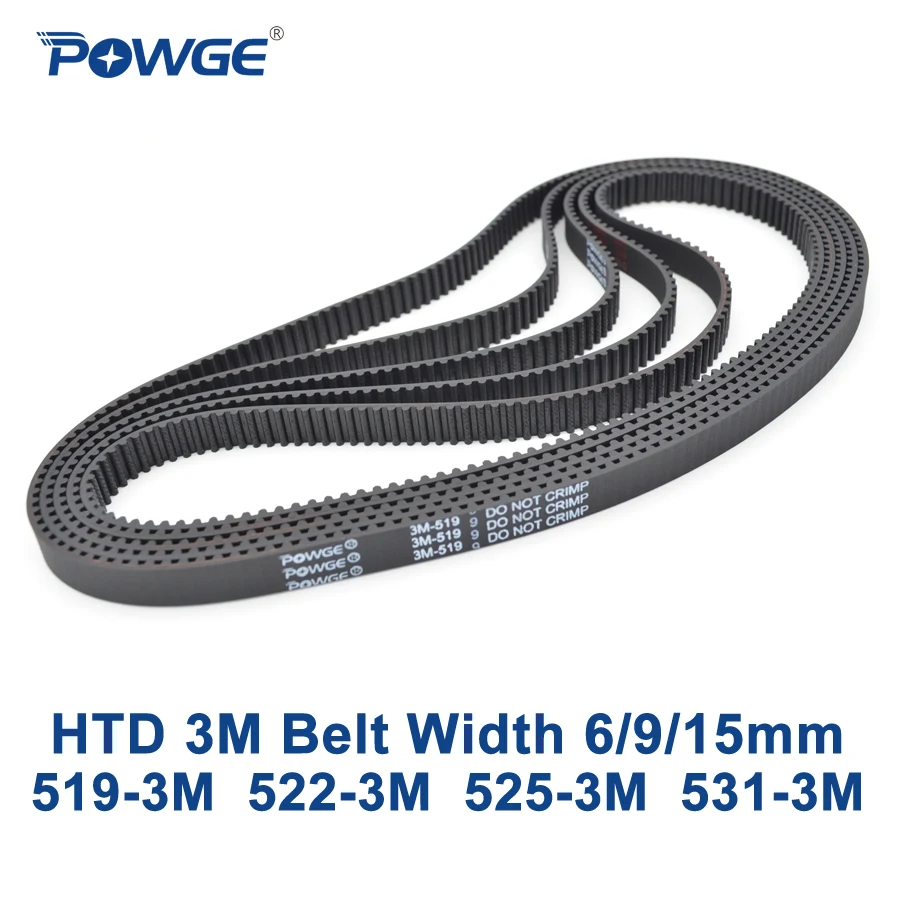 Ремень ГРМ POWGE HTD 3M C = 519 522 525 531 ширина 6/9/15 мм зубья 173 174 175 HTD3M синхронный 177-3M 519-3M 522-3M
