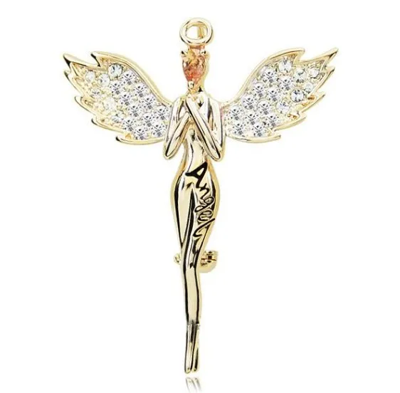 LM B003 новая модная красивая брошка из сплава с кристаллами ангела бесплатная