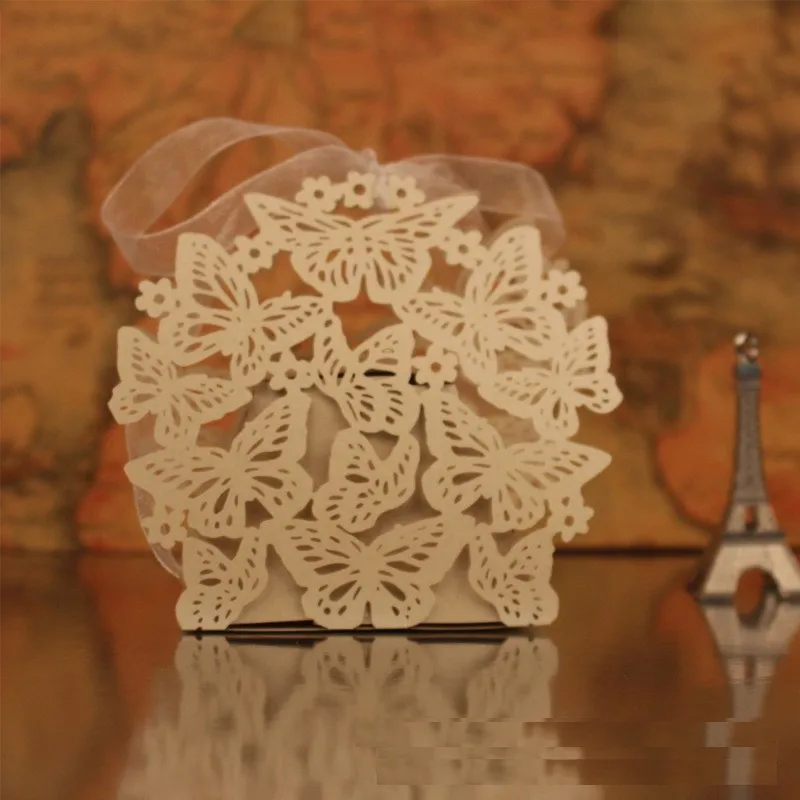 100 шт./компл. романтическая Подарочная коробка с бабочкой для украшения свадьбы DIY