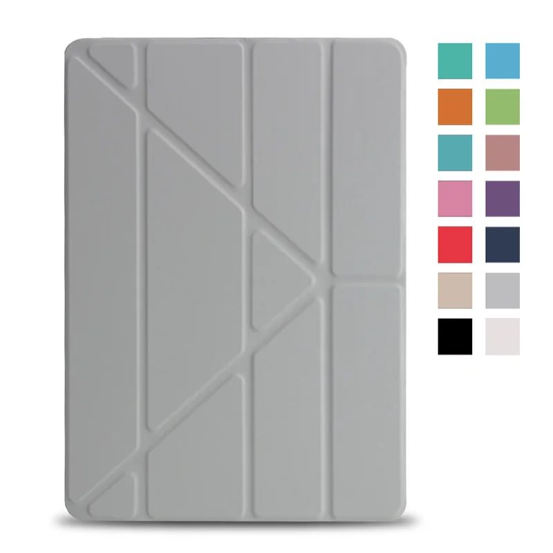 grey Тонкий флип-стенд из искусственной кожи чехол для ipad 5 ipad 6 силиконовый мягкий задний смарт-чехол для ipad Air 2 Air 1 9,7 дюймов Чехол+ ручка пленка - Цвет: grey